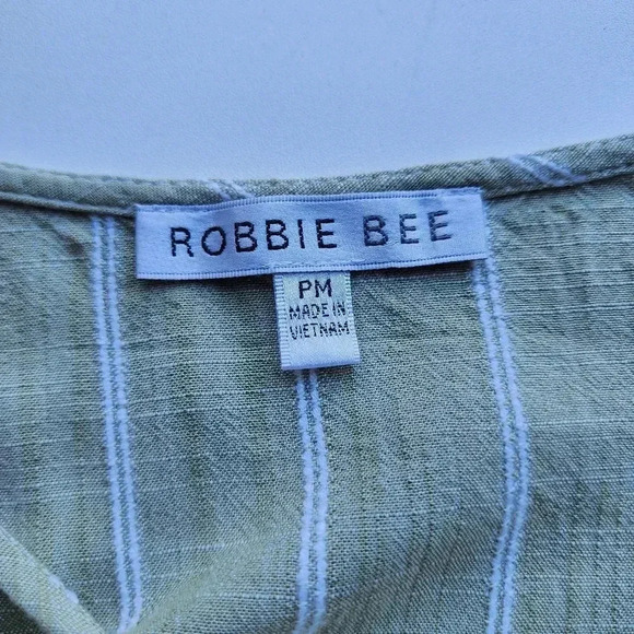 Robbie Bee Green White Stripe Strap Rayon Maxi Dress Tank Sz PM - Picture 14 of 14